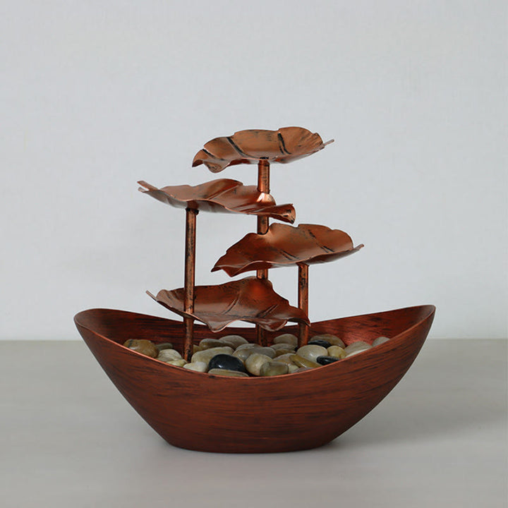 Buddha Stones, Lotusblatt-förmiger Wasserfallbrunnen, Tischornamente mit LED-Licht, Home-Office-Desktop-Dekoration - image 21