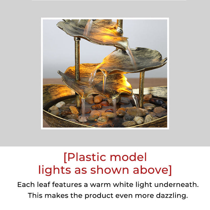 Buddha Stones, Lotusblatt-förmiger Wasserfallbrunnen, Tischornamente mit LED-Licht, Home-Office-Desktop-Dekoration - image 18