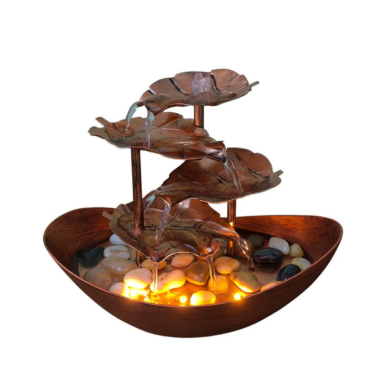 Buddha Stones, Lotusblatt-förmiger Wasserfallbrunnen, Tischornamente mit LED-Licht, Home-Office-Desktop-Dekoration - image 23