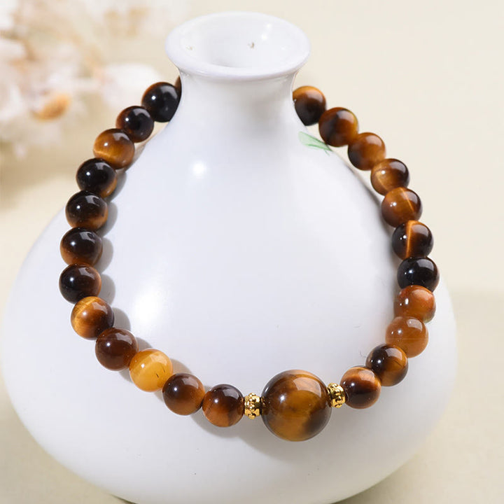 Buddha Stones Tigerauge Schwarzer Obsidian Courage Perlen Armband - image 3