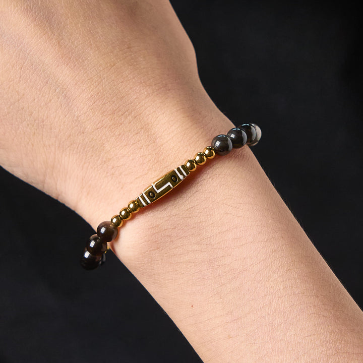 Buddha Stones Niedliches Knochenmuster Tigerauge Mut Perlen Armband - image 8