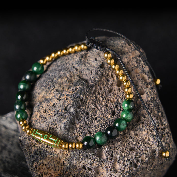 Buddha Stones Niedliches Knochenmuster Tigerauge Mut Perlen Armband - Grünes Tigerauge und Titanstahl (Handgelenkumfang: 15–21 cm) - image 10