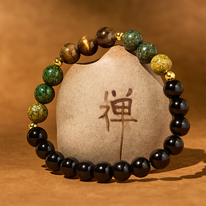 Buddha Stones, Türkis, Tigerauge, Perlen, Glas, Balance, Gelassenheitsarmband - image 1