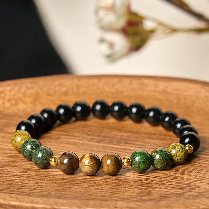 Buddha Stones, Türkis, Tigerauge, Perlen, Glas, Balance, Gelassenheitsarmband - image 2