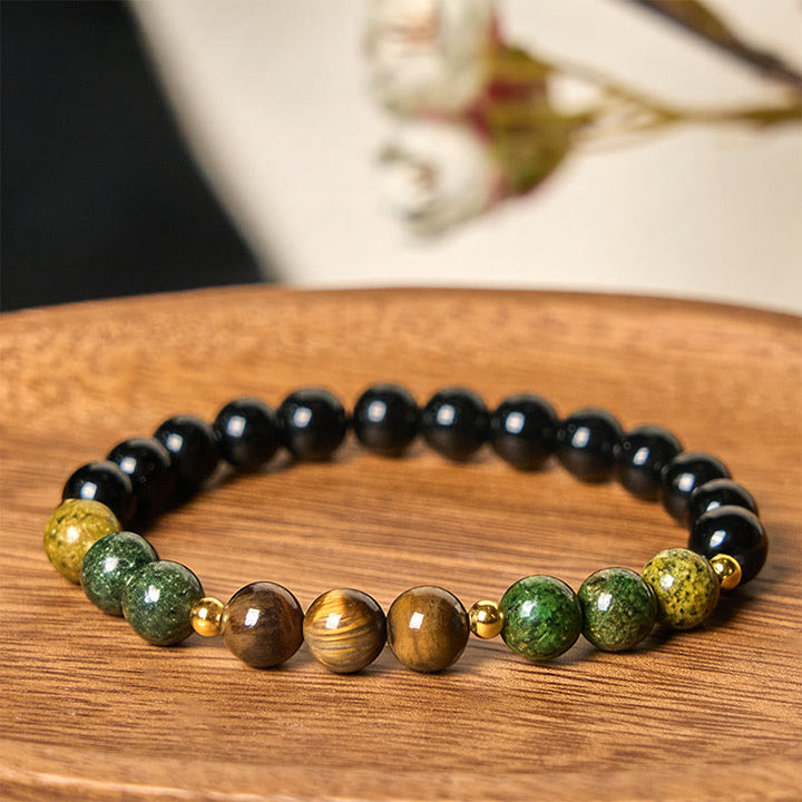 Buddha Stones, Türkis, Tigerauge, Perlen, Glas, Balance, Gelassenheitsarmband - image 2
