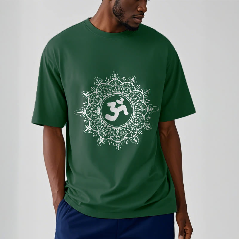 Buddha Stones ​​Symmetrie Mandala Om Symbol Muster T-Shirt Baumwolle T-shirt - image 2