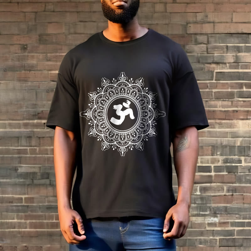Buddha Stones ​​Symmetrie Mandala Om Symbol Muster T-Shirt Baumwolle T-shirt - image 6