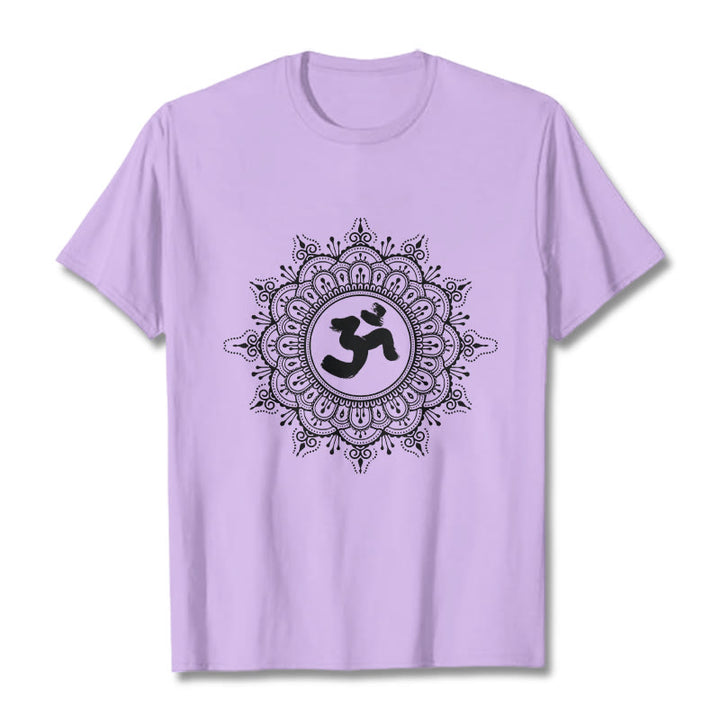 Buddha Stones ​​Symmetrie Mandala Om Symbol Muster T-Shirt Baumwolle T-shirt - Pflaume - 2XL - image 17
