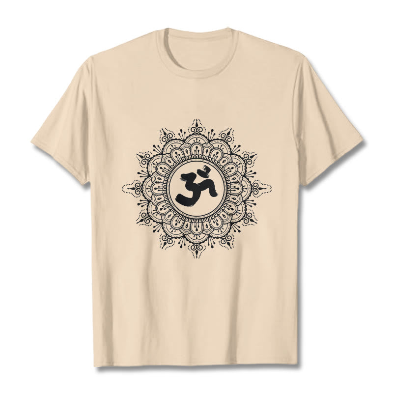 Buddha Stones ​​Symmetrie Mandala Om Symbol Muster T-Shirt Baumwolle T-shirt - Bisque - 2XL - image 11