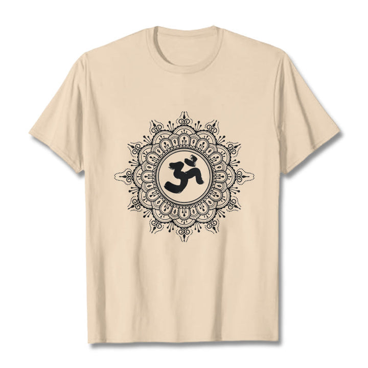 Buddha Stones ​​Symmetrie Mandala Om Symbol Muster T-Shirt Baumwolle T-shirt - Bisque - 2XL - image 11
