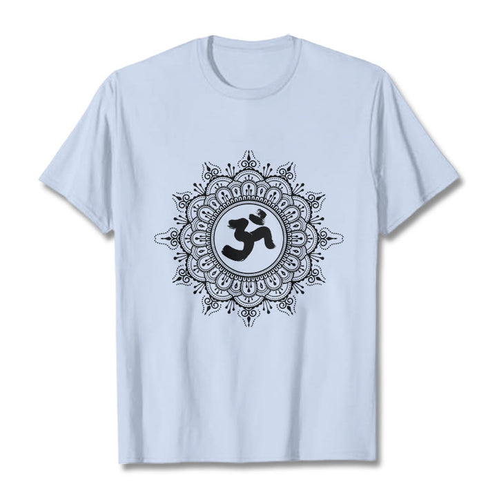 Buddha Stones ​​Symmetrie Mandala Om Symbol Muster T-Shirt Baumwolle T-shirt - HellCyan - 2XL - image 19
