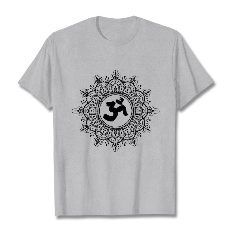 Buddha Stones ​​Symmetrie Mandala Om Symbol Muster T-Shirt Baumwolle T-shirt - Hellgrau - 2XL - image 20