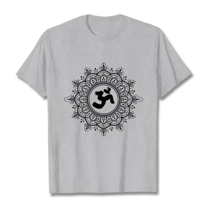 Buddha Stones ​​Symmetrie Mandala Om Symbol Muster T-Shirt Baumwolle T-shirt - Hellgrau - 2XL - image 20