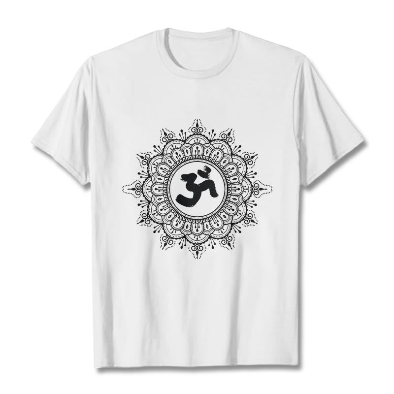 Buddha Stones ​​Symmetrie Mandala Om Symbol Muster T-Shirt Baumwolle T-shirt - Weiß - 2XL - image 8