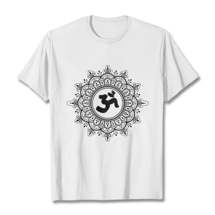 Buddha Stones ​​Symmetrie Mandala Om Symbol Muster T-Shirt Baumwolle T-shirt - Weiß - 2XL - image 8