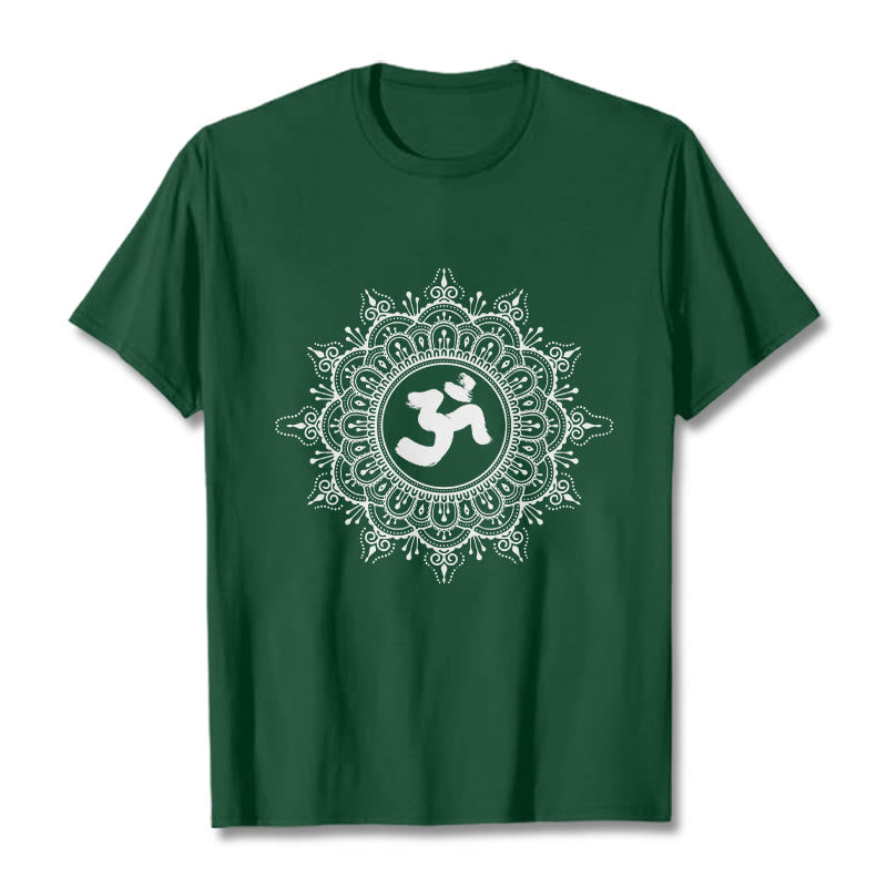 Buddha Stones ​​Symmetrie Mandala Om Symbol Muster T-Shirt Baumwolle T-shirt - WaldGrün - 2XL - image 1