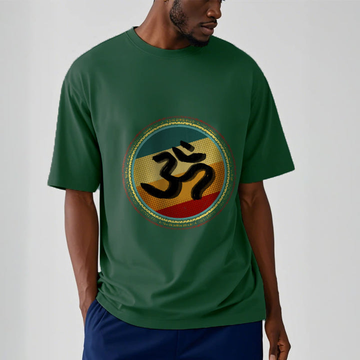 Buddha Stones, leuchtende Farben, einfaches kreisförmiges Mandala-Muster, Om-Symbol, T-Shirt aus Baumwolle - image 12