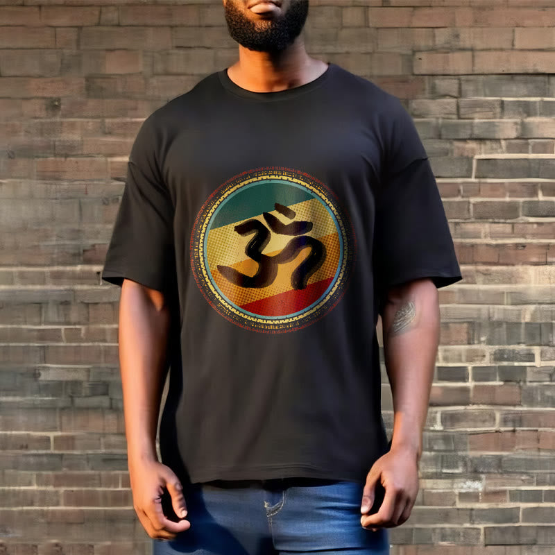 Buddha Stones, leuchtende Farben, einfaches kreisförmiges Mandala-Muster, Om-Symbol, T-Shirt aus Baumwolle - image 7