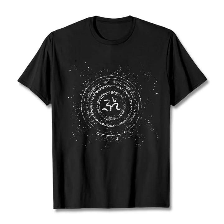 Buddha Stones ​​Mandala Om Symbol Mantra Muster T-Shirt Baumwolle T-shirt - Schwarz - 2XL - image 4
