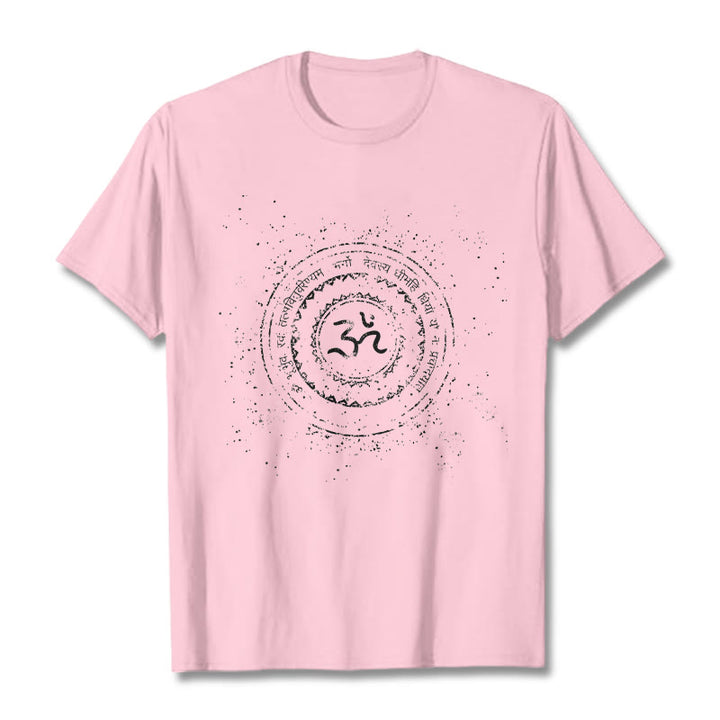 Buddha Stones ​​Mandala Om Symbol Mantra Muster T-Shirt Baumwolle T-shirt - Hellrosa - 2XL - image 12