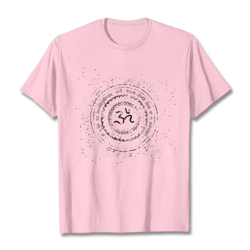 Buddha Stones ​​Mandala Om Symbol Mantra Muster T-Shirt Baumwolle T-shirt - Hellrosa - 2XL - image 13
