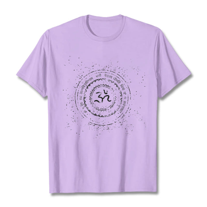 Buddha Stones ​​Mandala Om Symbol Mantra Muster T-Shirt Baumwolle T-shirt - Pflaume - 2XL - image 16