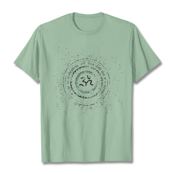 Buddha Stones ​​Mandala Om Symbol Mantra Muster T-Shirt Baumwolle T-shirt - Blassgrün - 2XL - image 15