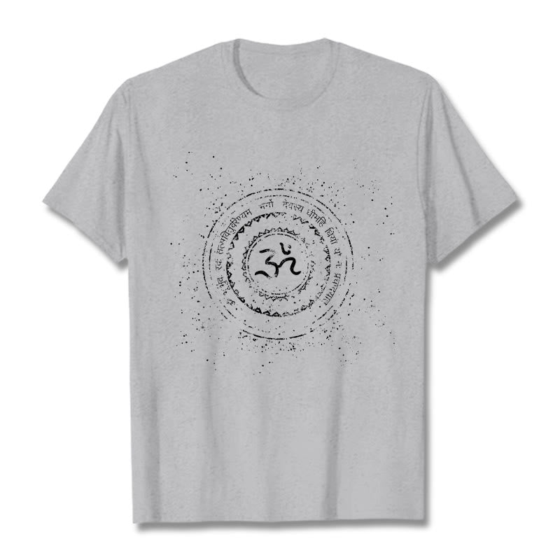 Buddha Stones ​​Mandala Om Symbol Mantra Muster T-Shirt Baumwolle T-shirt - Hellgrau - 2XL - image 20