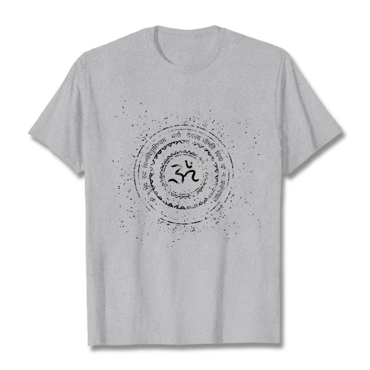 Buddha Stones ​​Mandala Om Symbol Mantra Muster T-Shirt Baumwolle T-shirt - Hellgrau - 2XL - image 20