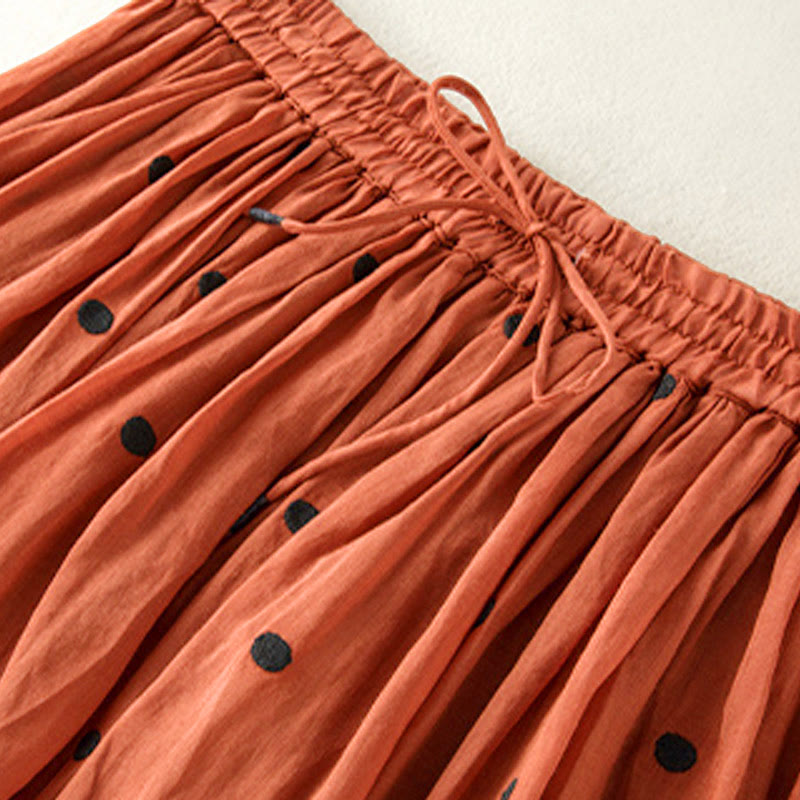 Buddha Stones Künstlerischer Vintage-Punktmuster-Faltenrock für Damen - image 39