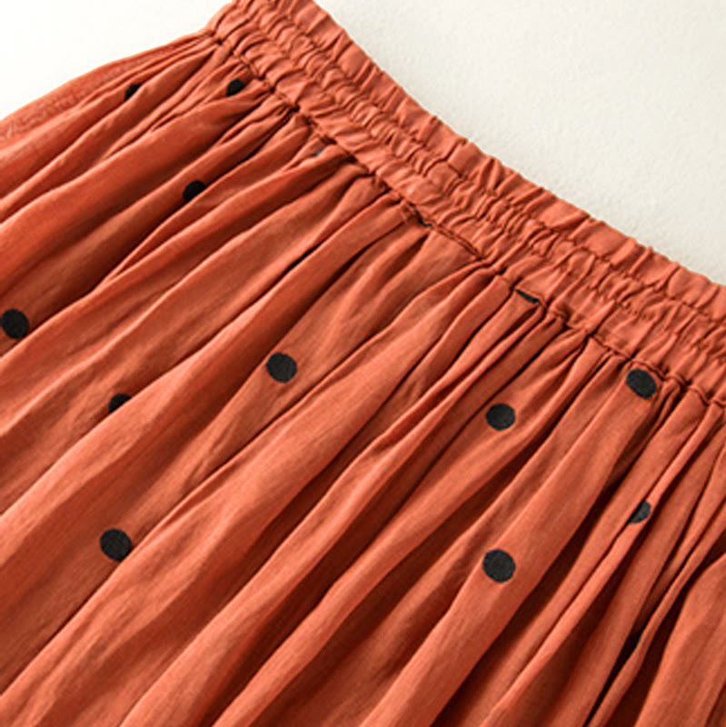 Buddha Stones Künstlerischer Vintage-Punktmuster-Faltenrock für Damen - image 38