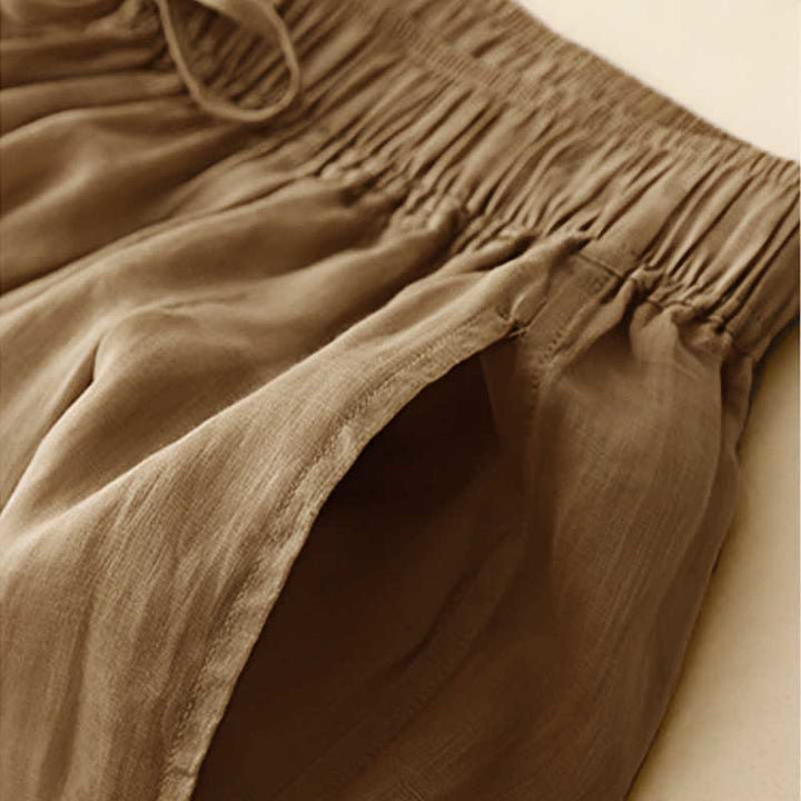 Buddha Stones Lässige, lockere, doppellagige, kurze Hose in 7-8 Länge für Damen mit Taschen - image 3