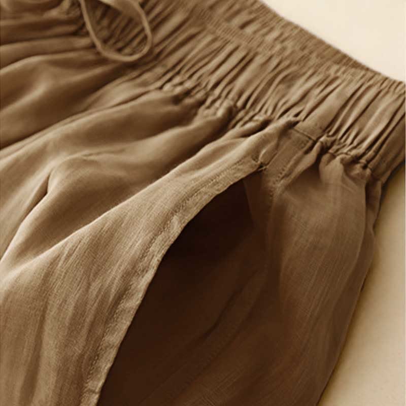 Buddha Stones Lässige, lockere, doppellagige, kurze Hose in 7-8 Länge für Damen mit Taschen - image 2