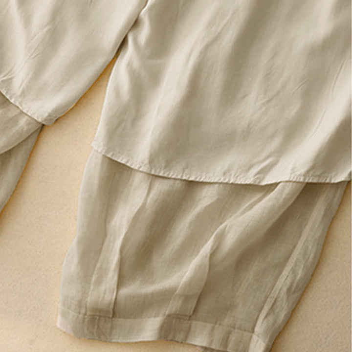 Buddha Stones Lässige, lockere, doppellagige, kurze Hose in 7-8 Länge für Damen mit Taschen - image 25