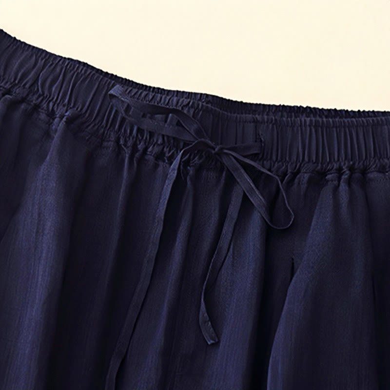 Buddha Stones Lässige, lockere, doppellagige, kurze Hose in 7-8 Länge für Damen mit Taschen - image 8