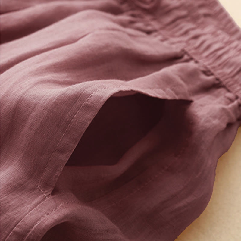 Buddha Stones Lässige, lockere, doppellagige, kurze Hose in 7-8 Länge für Damen mit Taschen - image 18