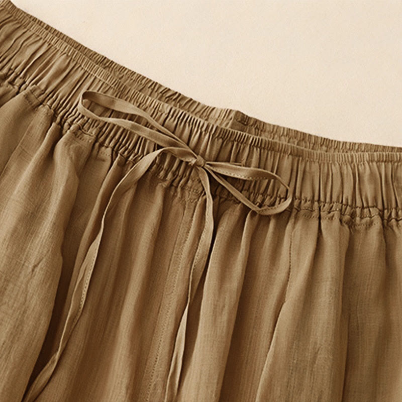 Buddha Stones Lässige, lockere, doppellagige, kurze Hose in 7-8 Länge für Damen mit Taschen - image 5