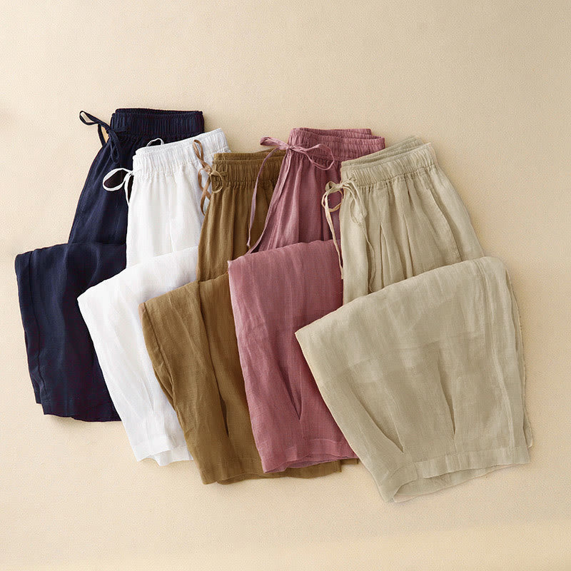Buddha Stones Lässige, lockere, doppellagige, kurze Hose in 7-8 Länge für Damen mit Taschen - image 29