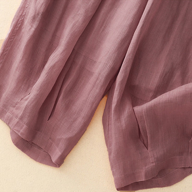 Buddha Stones Lässige, lockere, doppellagige, kurze Hose in 7-8 Länge für Damen mit Taschen - image 19