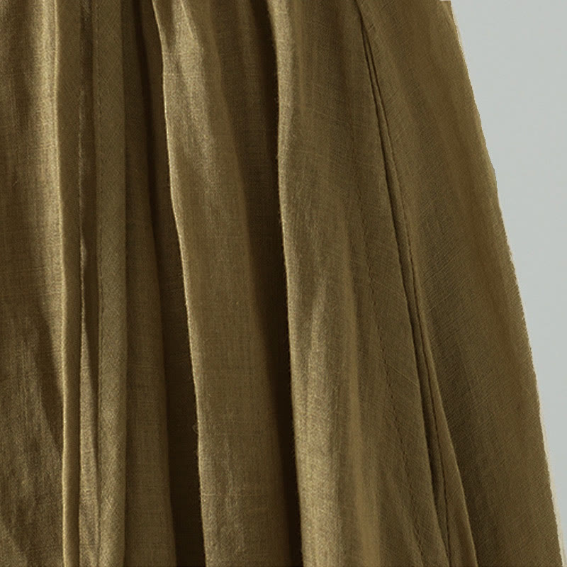 Buddha Stones Sommer Retro Pure Color Quaste Design Damenrock mit Taschen - image 2