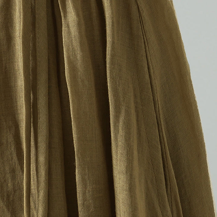 Buddha Stones Sommer Retro Pure Color Quaste Design Damenrock mit Taschen - image 2