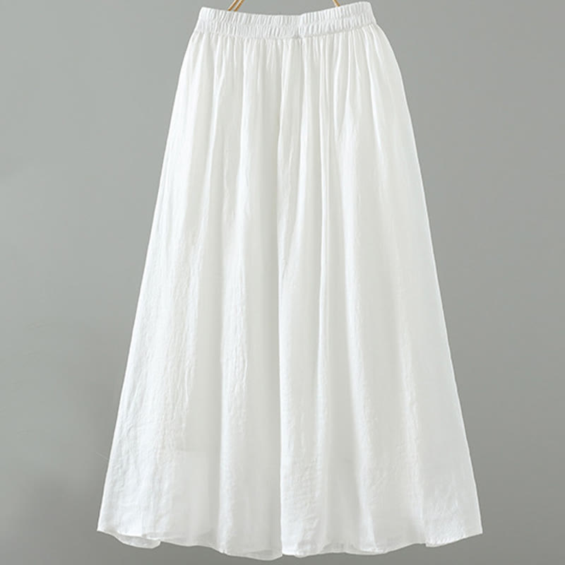 Buddha Stones Sommer Retro Pure Color Quaste Design Damenrock mit Taschen - image 6