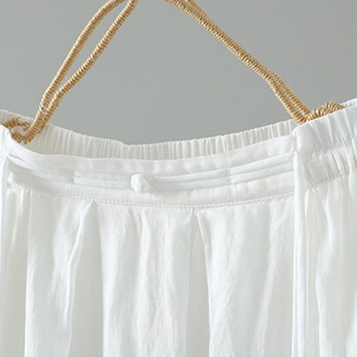 Buddha Stones Sommer Retro Pure Color Quaste Design Damenrock mit Taschen - image 9