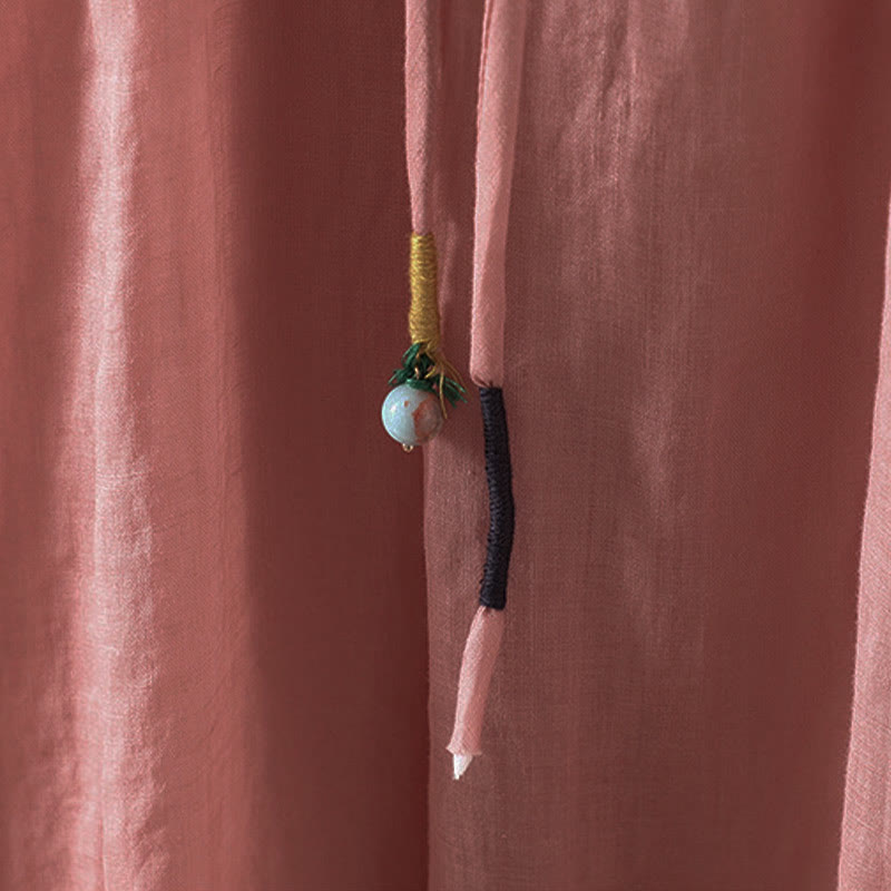 Buddha Stones Sommer Retro Pure Color Quaste Design Damenrock mit Taschen - image 12