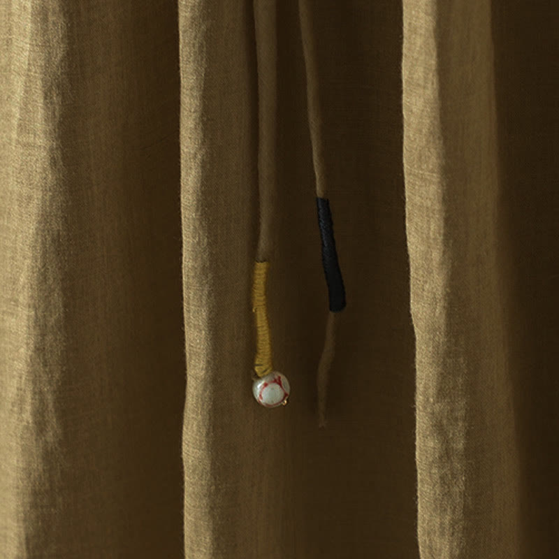 Buddha Stones Sommer Retro Pure Color Quaste Design Damenrock mit Taschen - image 3