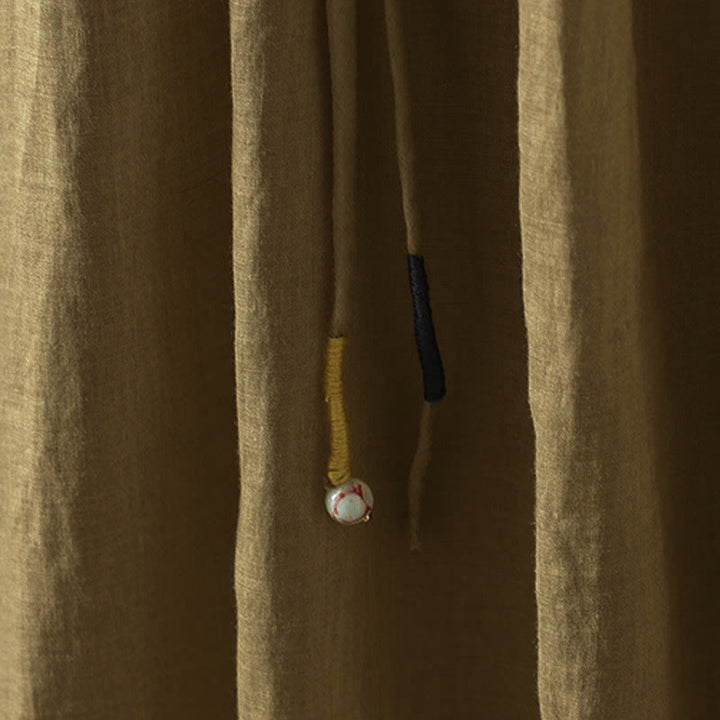 Buddha Stones Sommer Retro Pure Color Quaste Design Damenrock mit Taschen - image 3