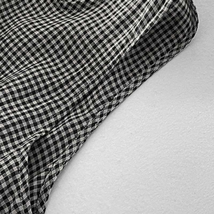 Buddha Stones Lässiges, schlichtes, handgemachtes kariertes Midikleid aus Baumwolle, ärmelloses Kleid mit Taschen - image 11