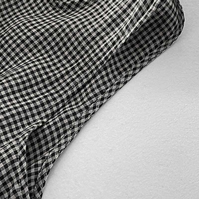 Buddha Stones Lässiges, schlichtes, handgemachtes kariertes Midikleid aus Baumwolle, ärmelloses Kleid mit Taschen - image 11