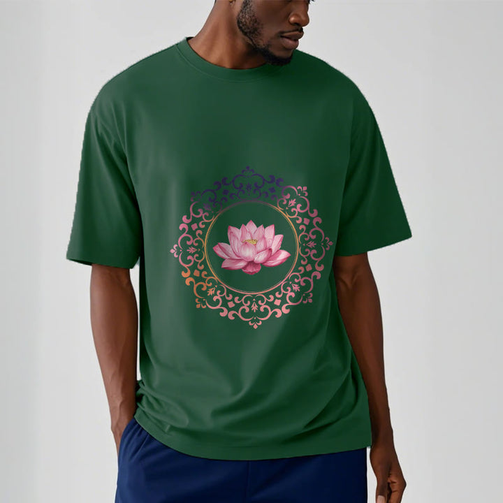 Buddha Stones ​​Mandala Rosa Lotus Muster T-Shirt Baumwolle T-shirt - image 11