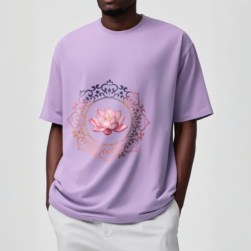 Buddha Stones ​​Mandala Rosa Lotus Muster T-Shirt Baumwolle T-shirt - image 17